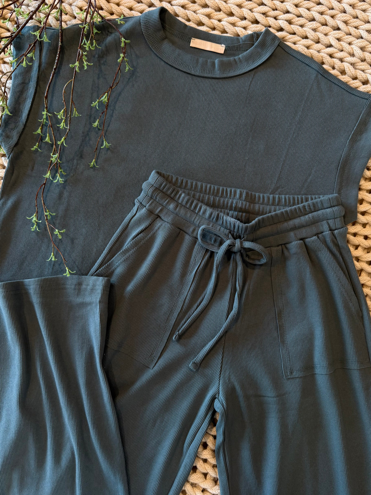Macy Ribbed Set- Sage