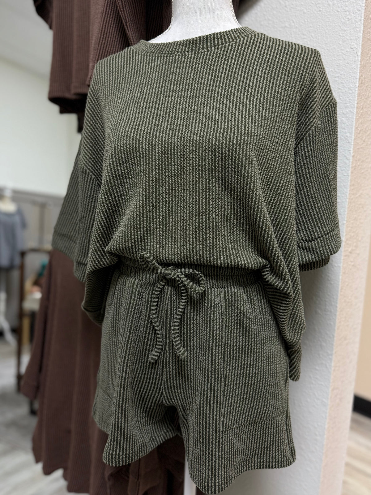 Astrid Ribbed Set- Olive