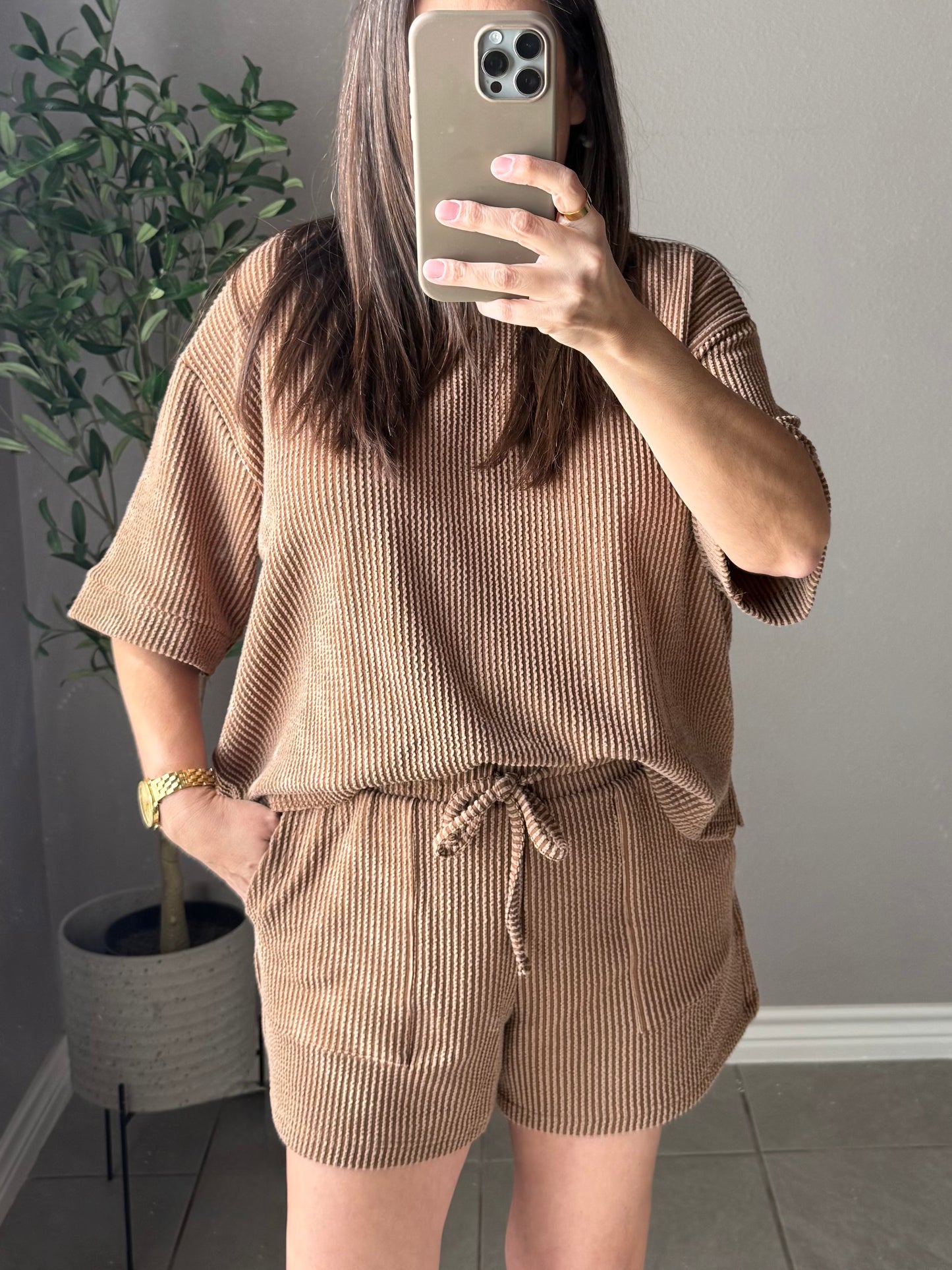 Astrid Ribbed Set- Coffee