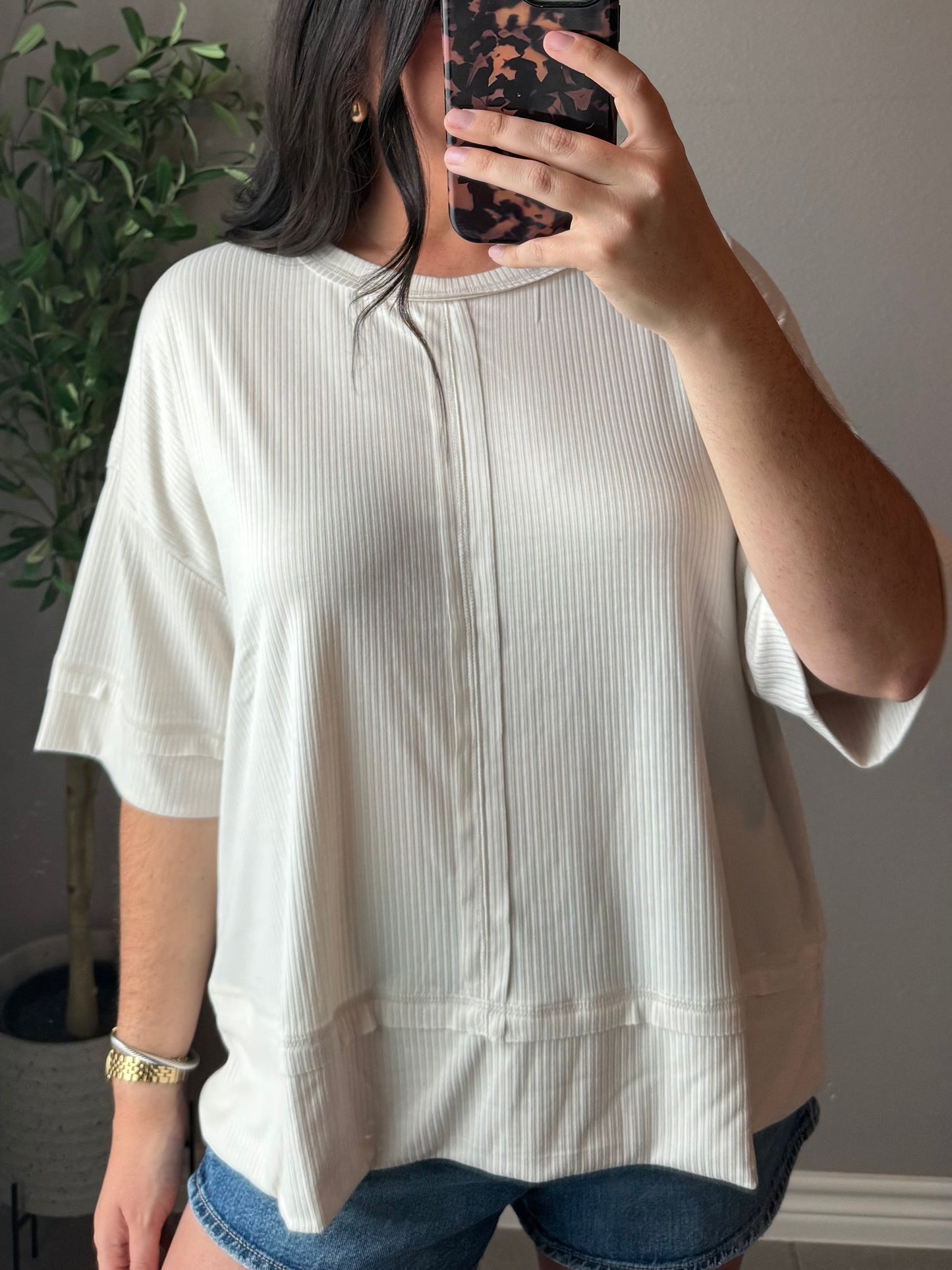 Everyday Ribbed Top- Sand Beige