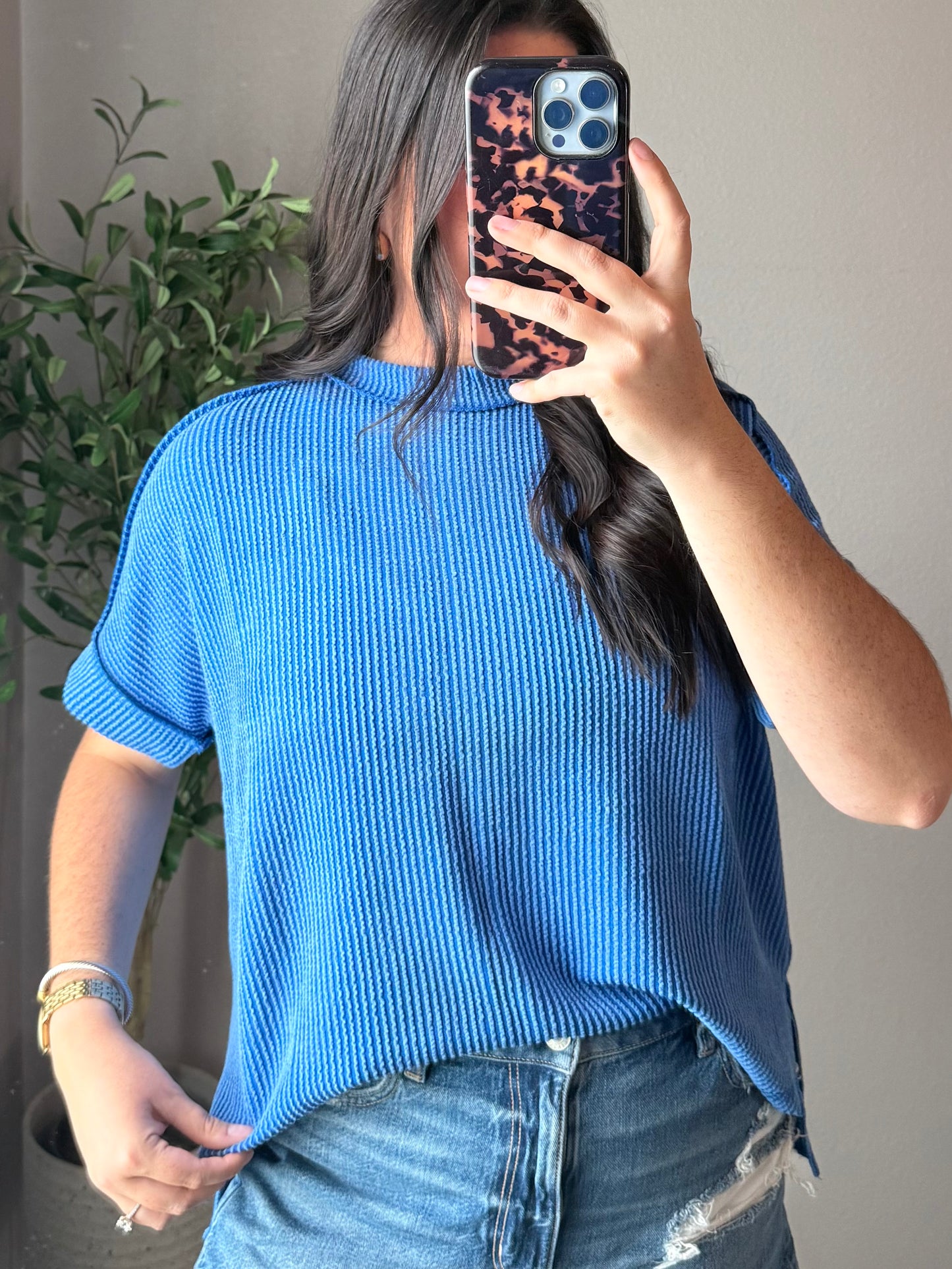 Ocean Ribbed Top