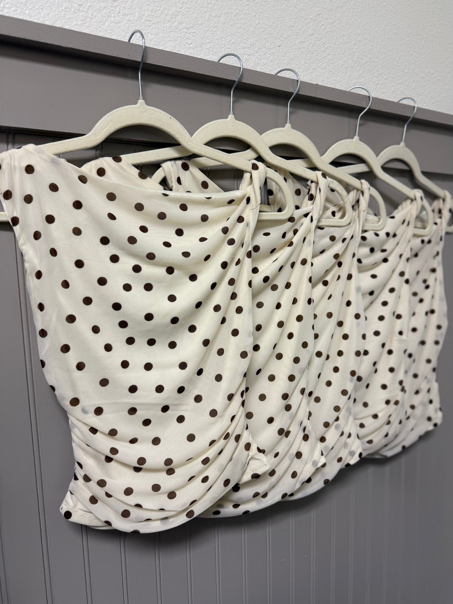 Driftwood Top- Ivory Dot