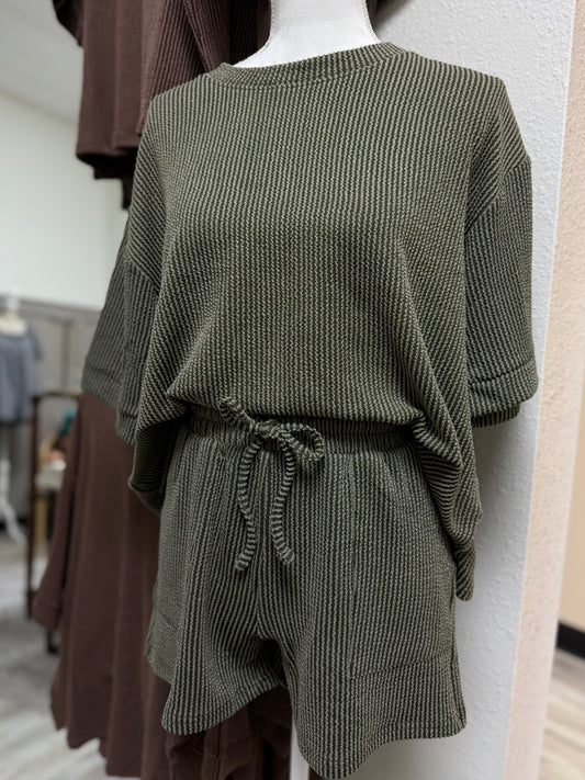 Astrid Ribbed Set- Olive
