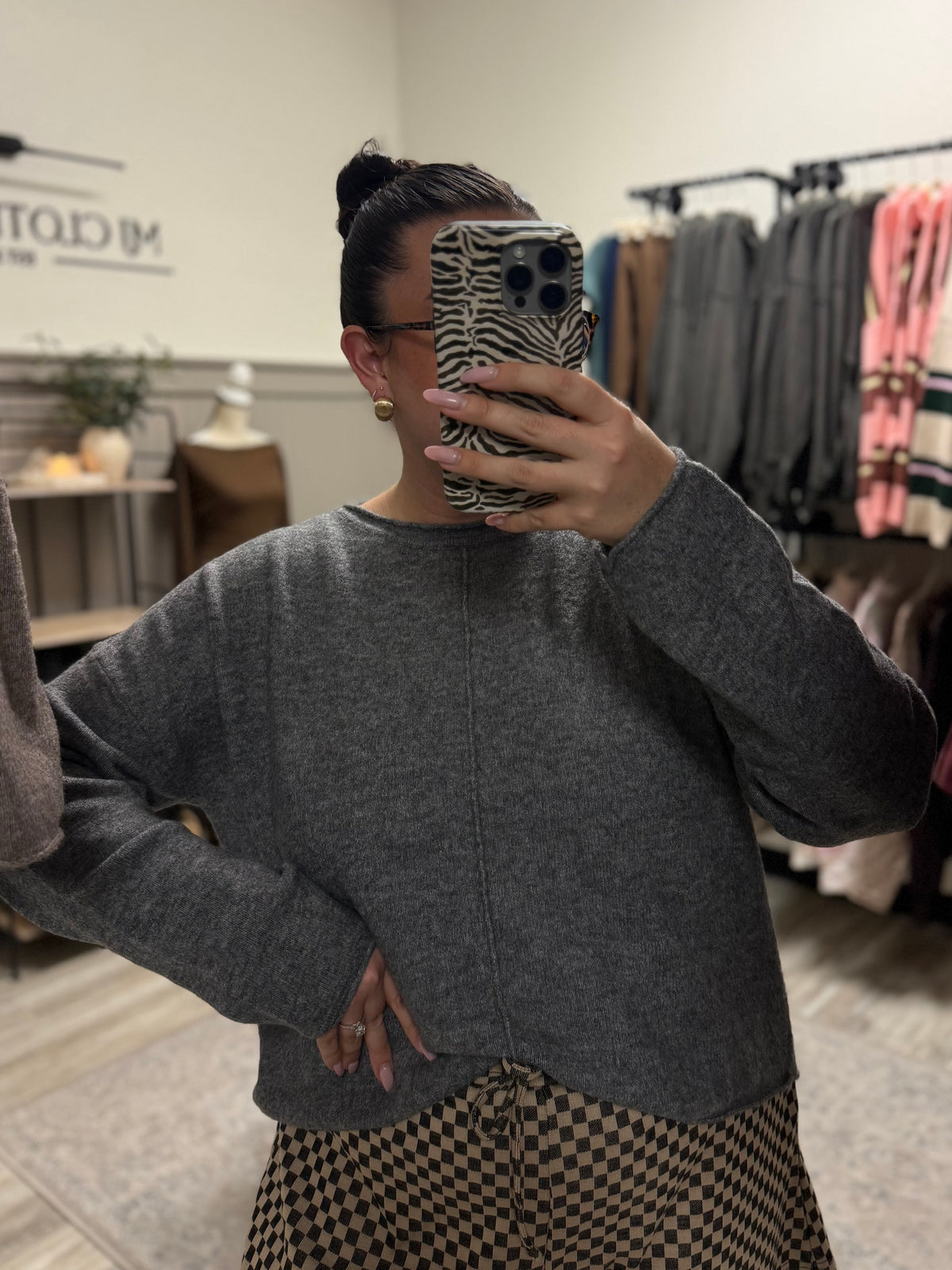 Janie Top- Grey