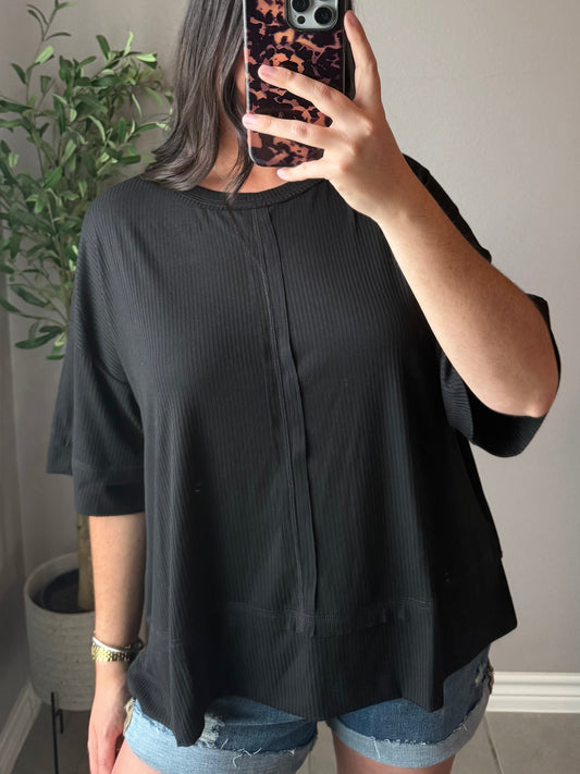 Everyday Ribbed Top- Black