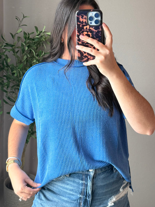 Ocean Ribbed Top
